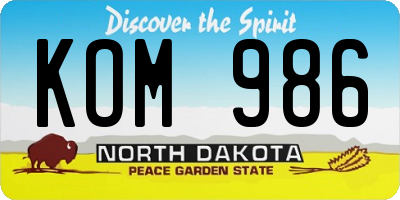 ND license plate KOM986