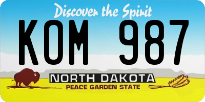 ND license plate KOM987