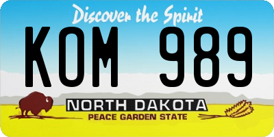 ND license plate KOM989