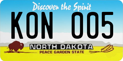 ND license plate KON005