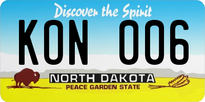 ND license plate KON006