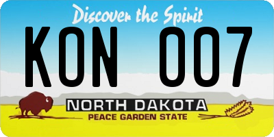 ND license plate KON007