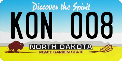 ND license plate KON008