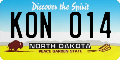 ND license plate KON014