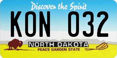 ND license plate KON032