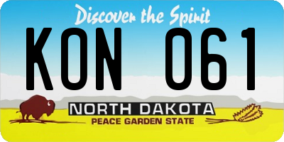 ND license plate KON061