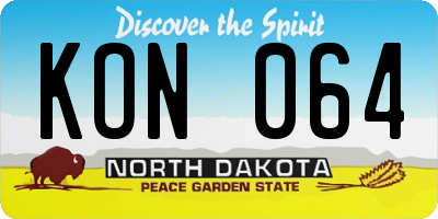 ND license plate KON064