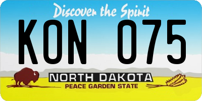 ND license plate KON075