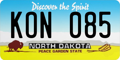ND license plate KON085