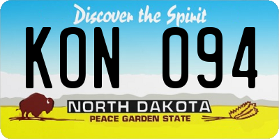 ND license plate KON094