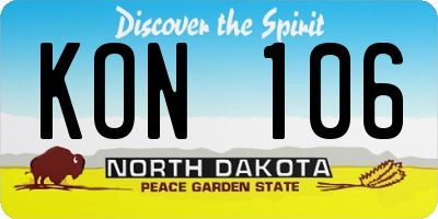 ND license plate KON106