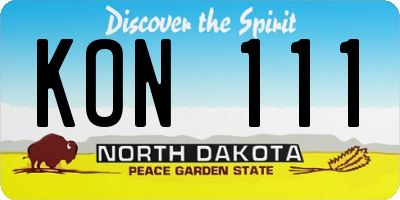 ND license plate KON111