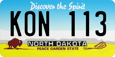 ND license plate KON113
