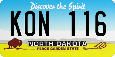 ND license plate KON116
