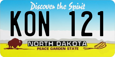 ND license plate KON121