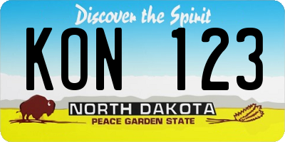ND license plate KON123