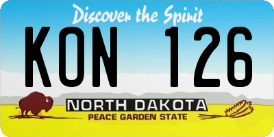 ND license plate KON126