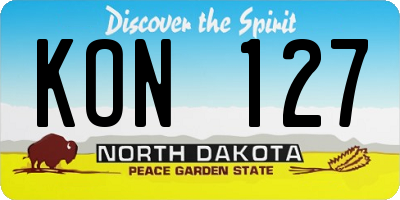 ND license plate KON127