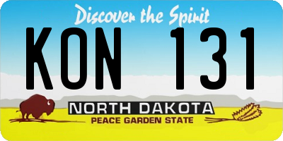 ND license plate KON131