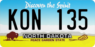 ND license plate KON135
