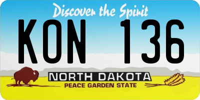 ND license plate KON136