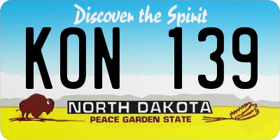 ND license plate KON139
