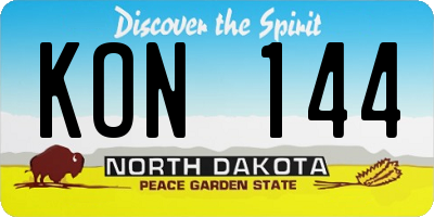 ND license plate KON144