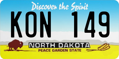 ND license plate KON149
