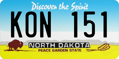 ND license plate KON151