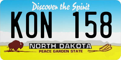 ND license plate KON158