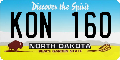 ND license plate KON160