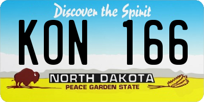ND license plate KON166