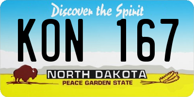 ND license plate KON167