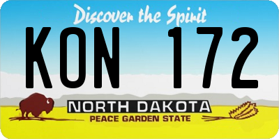 ND license plate KON172