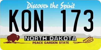 ND license plate KON173
