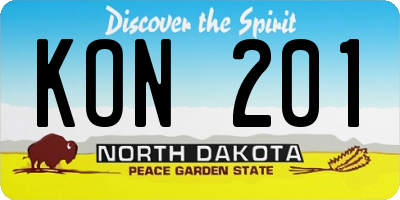 ND license plate KON201