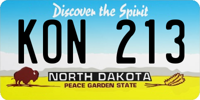 ND license plate KON213