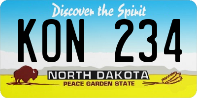 ND license plate KON234