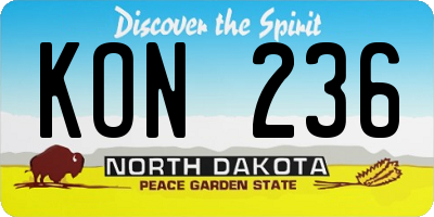 ND license plate KON236
