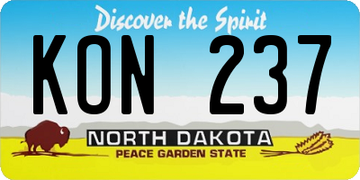 ND license plate KON237