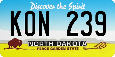 ND license plate KON239