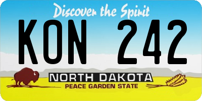 ND license plate KON242