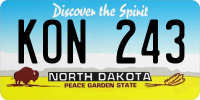 ND license plate KON243
