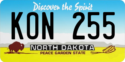 ND license plate KON255