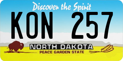 ND license plate KON257