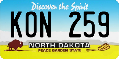 ND license plate KON259
