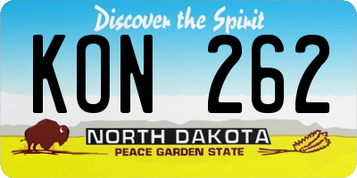 ND license plate KON262