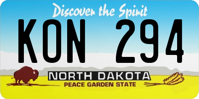 ND license plate KON294