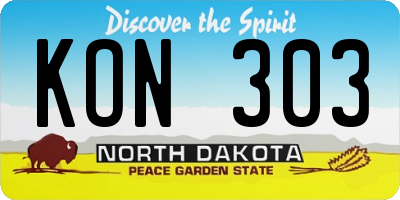 ND license plate KON303