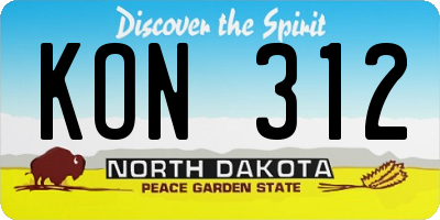 ND license plate KON312